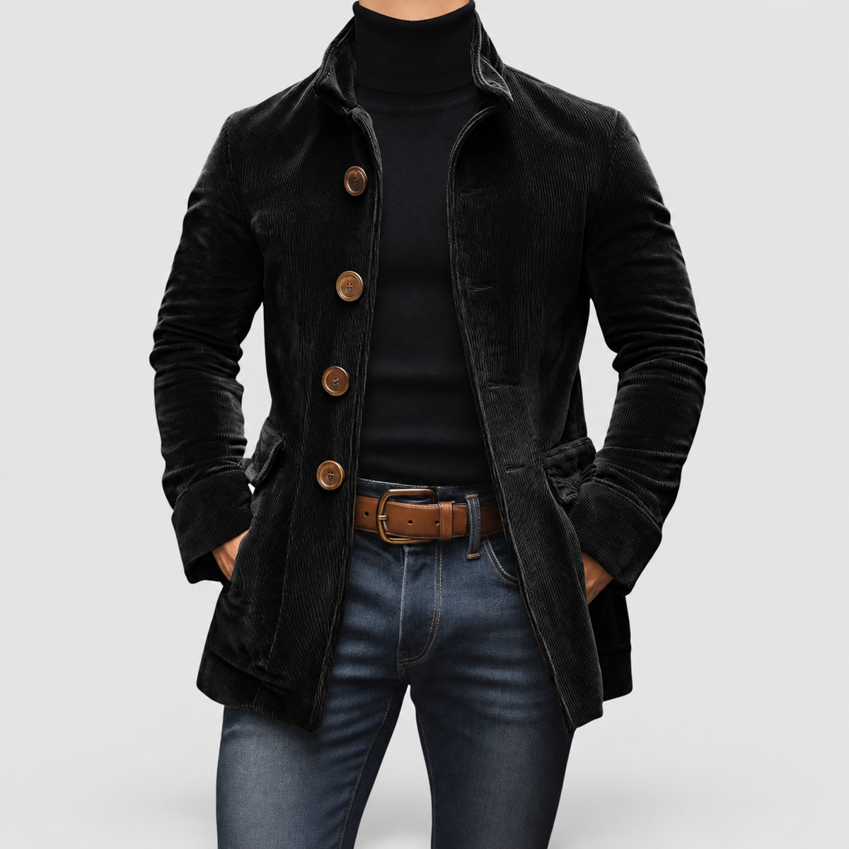 Emrys | Men’s Ribbed Corduroy Blazer — Black