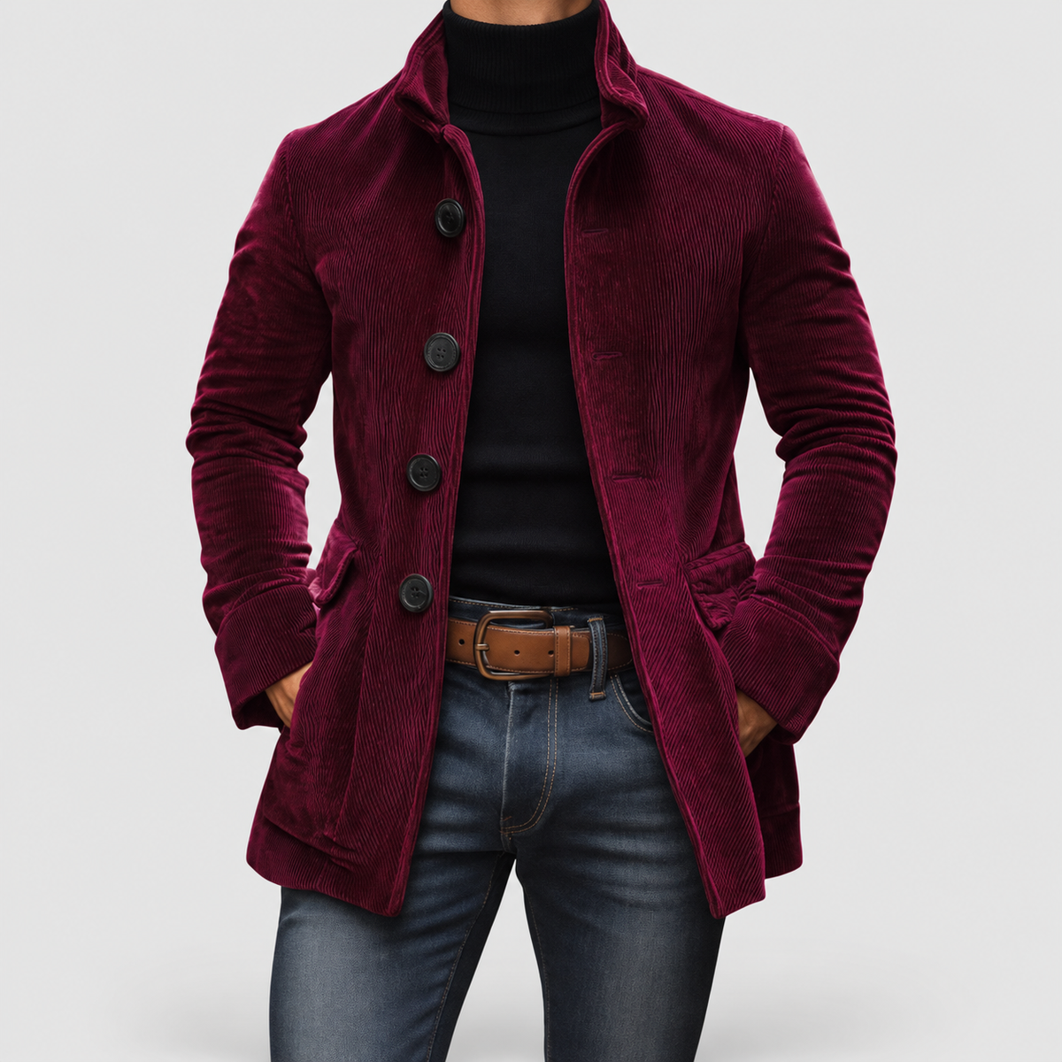 Emrys | Men’s Ribbed Corduroy Blazer — Wine Red