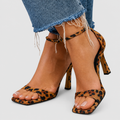 Estelle-Claire | Women’s Leopard-Print Ankle-Strap Heeled Sandals — Leopard
