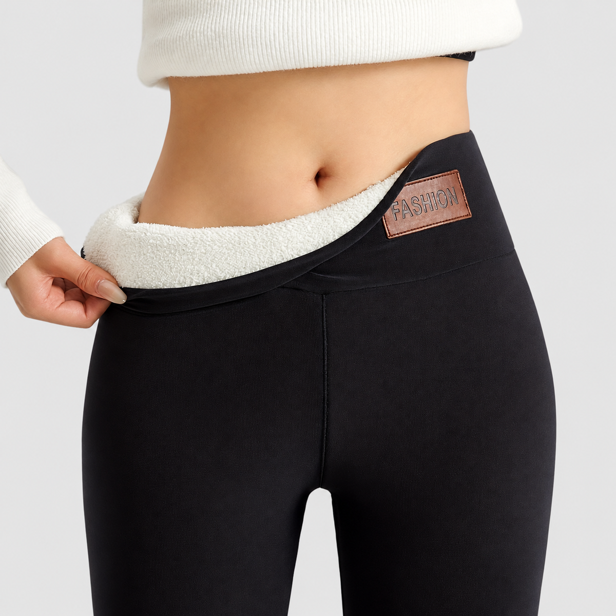 Eulalie | Women’s High-Waisted Fleece-Lined Leggings — Black