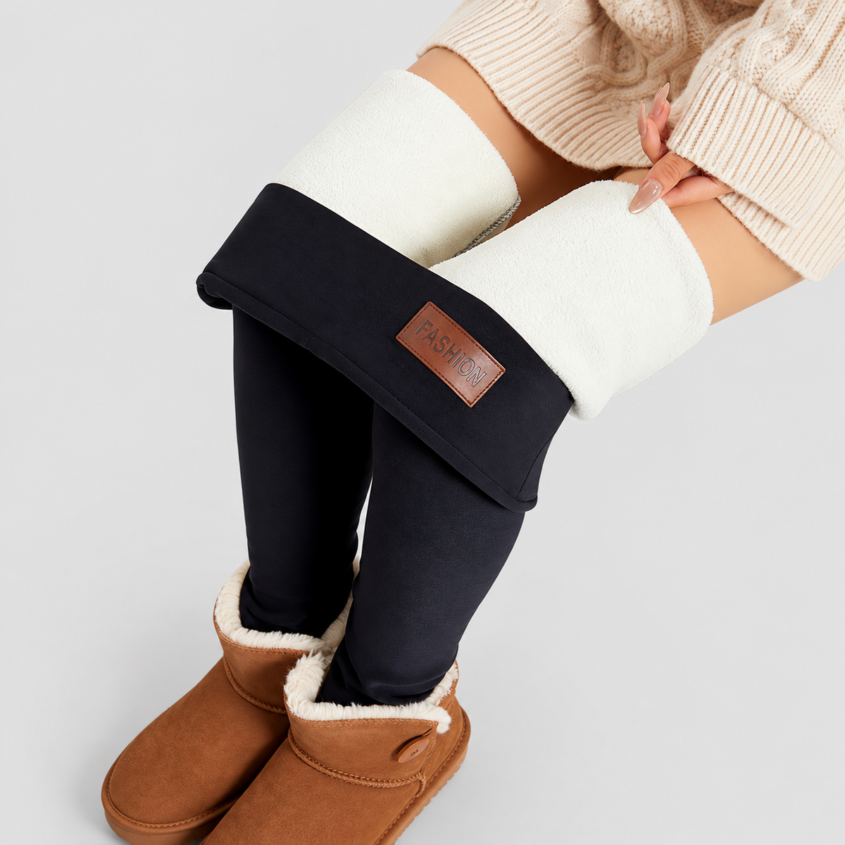 Eulalie | Women’s High-Waisted Fleece-Lined Leggings — product detail 3