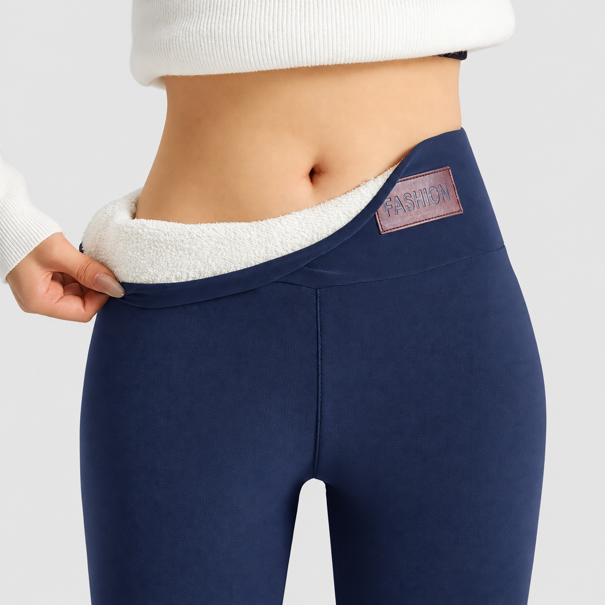 Eulalie | Women’s High-Waisted Fleece-Lined Leggings — Navy