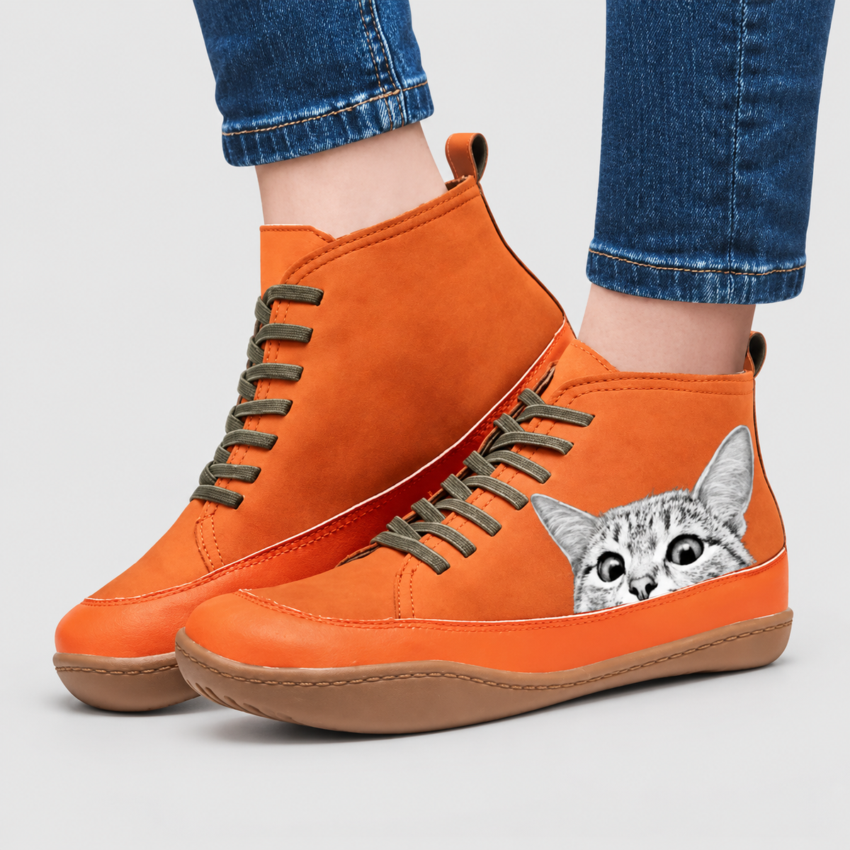 Euphemia | Women’s Cat-Print Lace-Up Ankle Boots — product detail 7