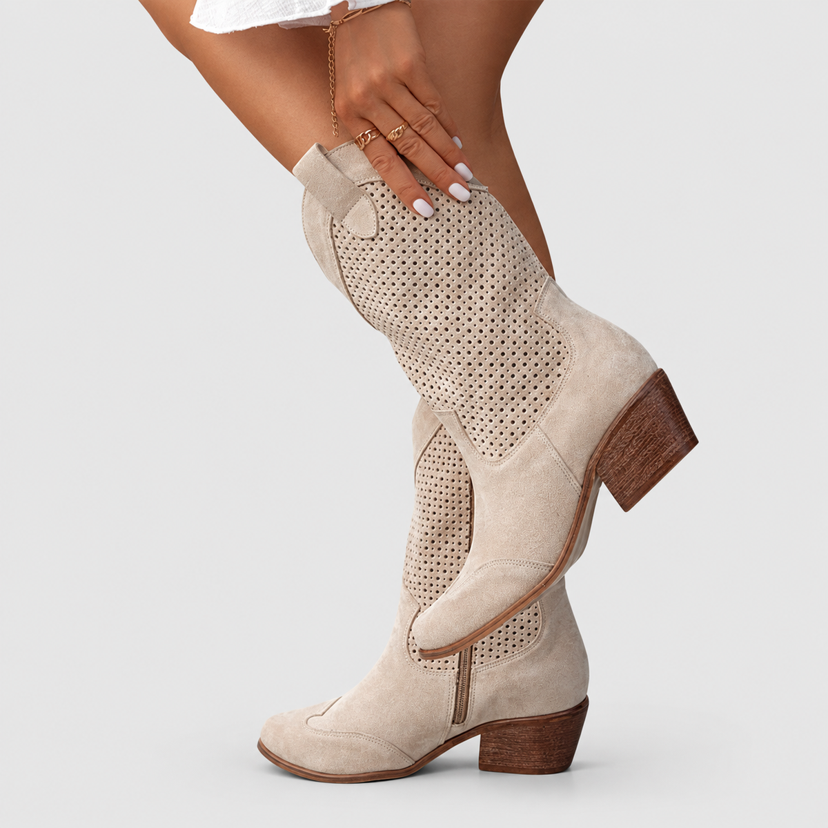 Faye | Women’s Perforated Ankle Boots — product detail 5