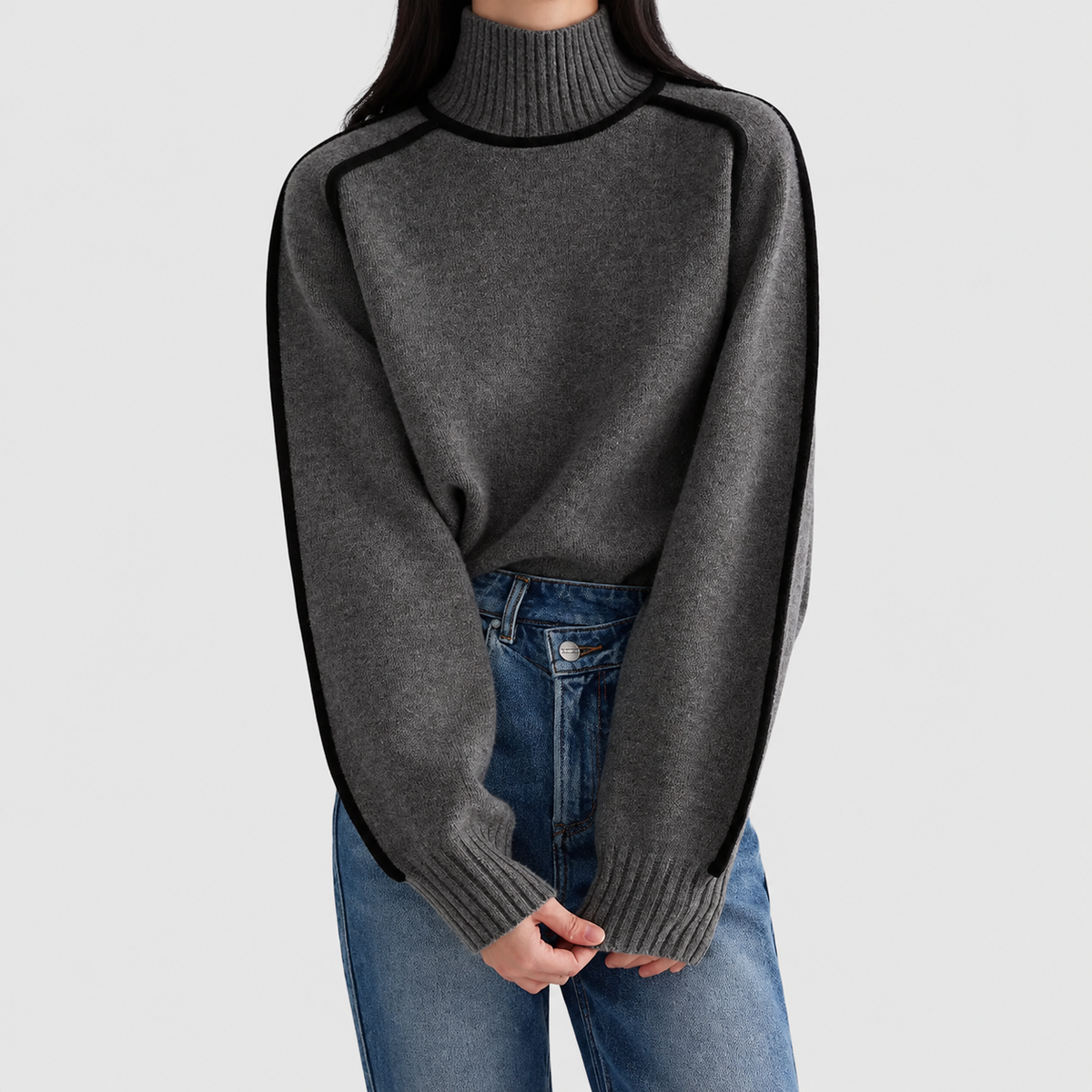 Fayetta | Women’s Contrast-Trim Turtleneck Sweater — product detail 6