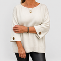 Fenna | Women’s Elegant Button-Detail Sweater — White