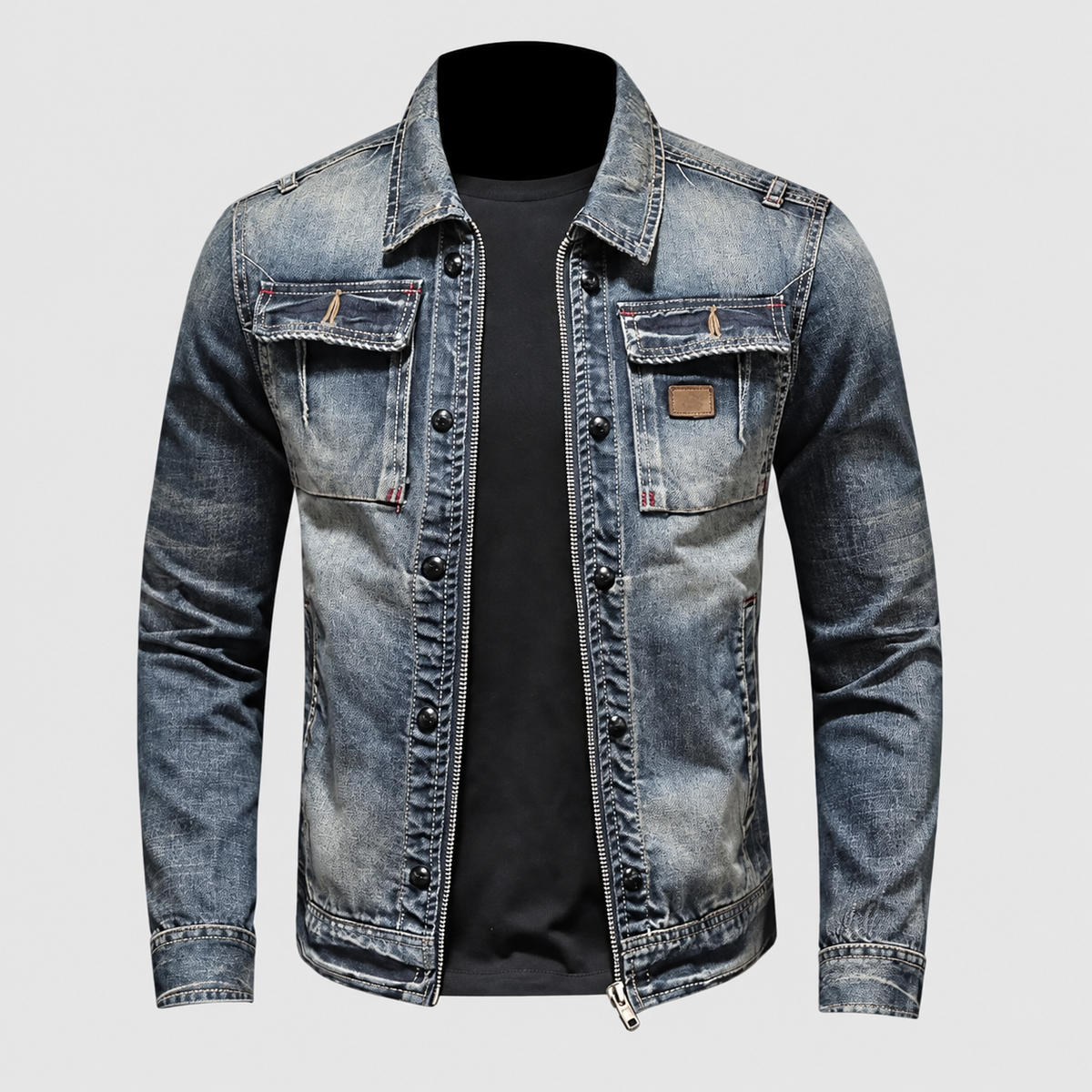 Fergus | Men’s Zip-Front Denim Jacket — product detail 1