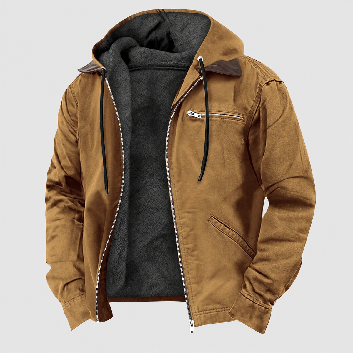 Finlay | Men’s Hooded Autumn Jacket — Brown