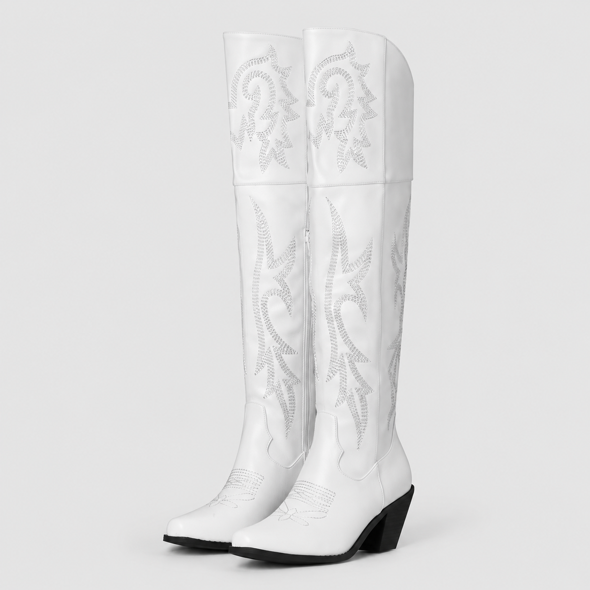 Fiora | Women’s Over-the-Knee Western Boots — White