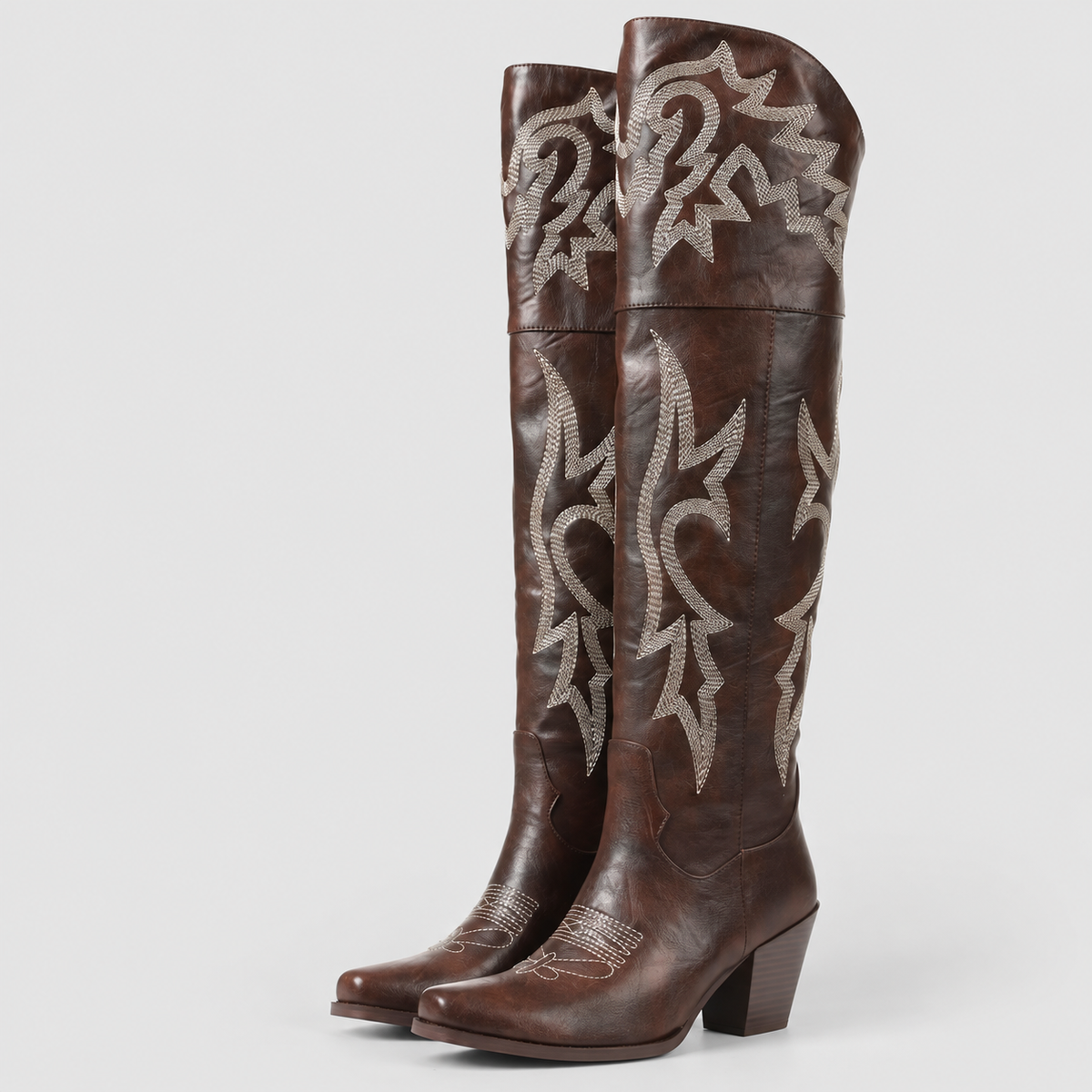 Fiora | Women’s Over-the-Knee Western Boots — Brown