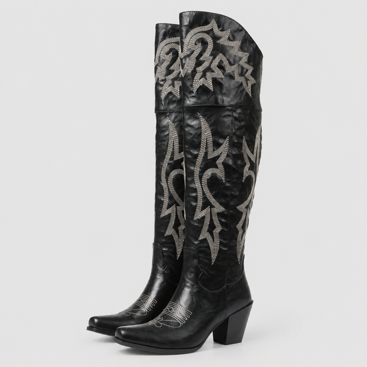 Fiora | Women’s Over-the-Knee Western Boots — Black