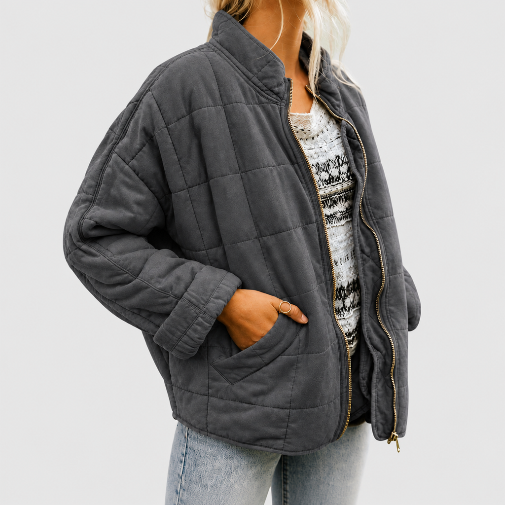 Fiorenza | Women’s Relaxed Quilted Zip-Up Jacket — product detail 2