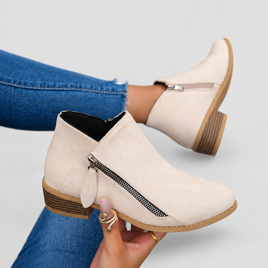 Flavia | Women’s Stacked-Heel Side-Zip Ankle Boots — product detail 1