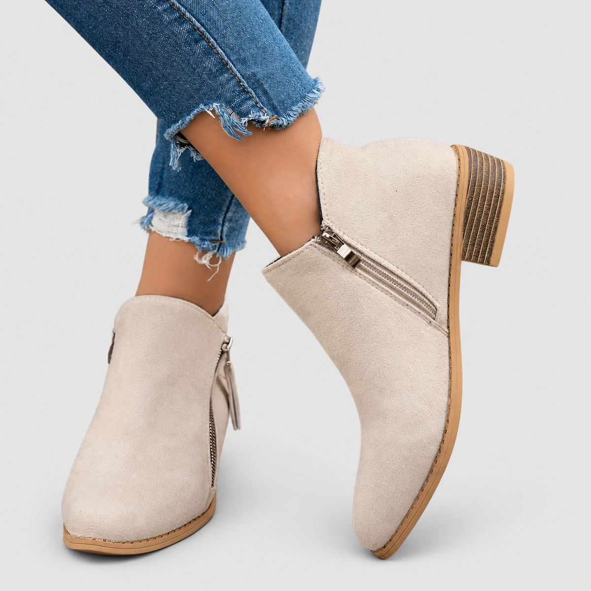 Flavia | Women’s Stacked-Heel Side-Zip Ankle Boots — product detail 3