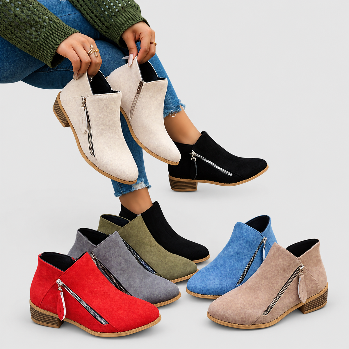 Flavia | Women’s Stacked-Heel Side-Zip Ankle Boots — product detail 4