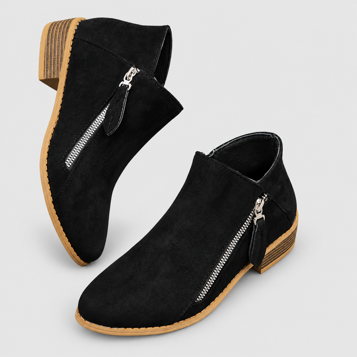 Flavia | Women’s Stacked-Heel Side-Zip Ankle Boots — product detail 5