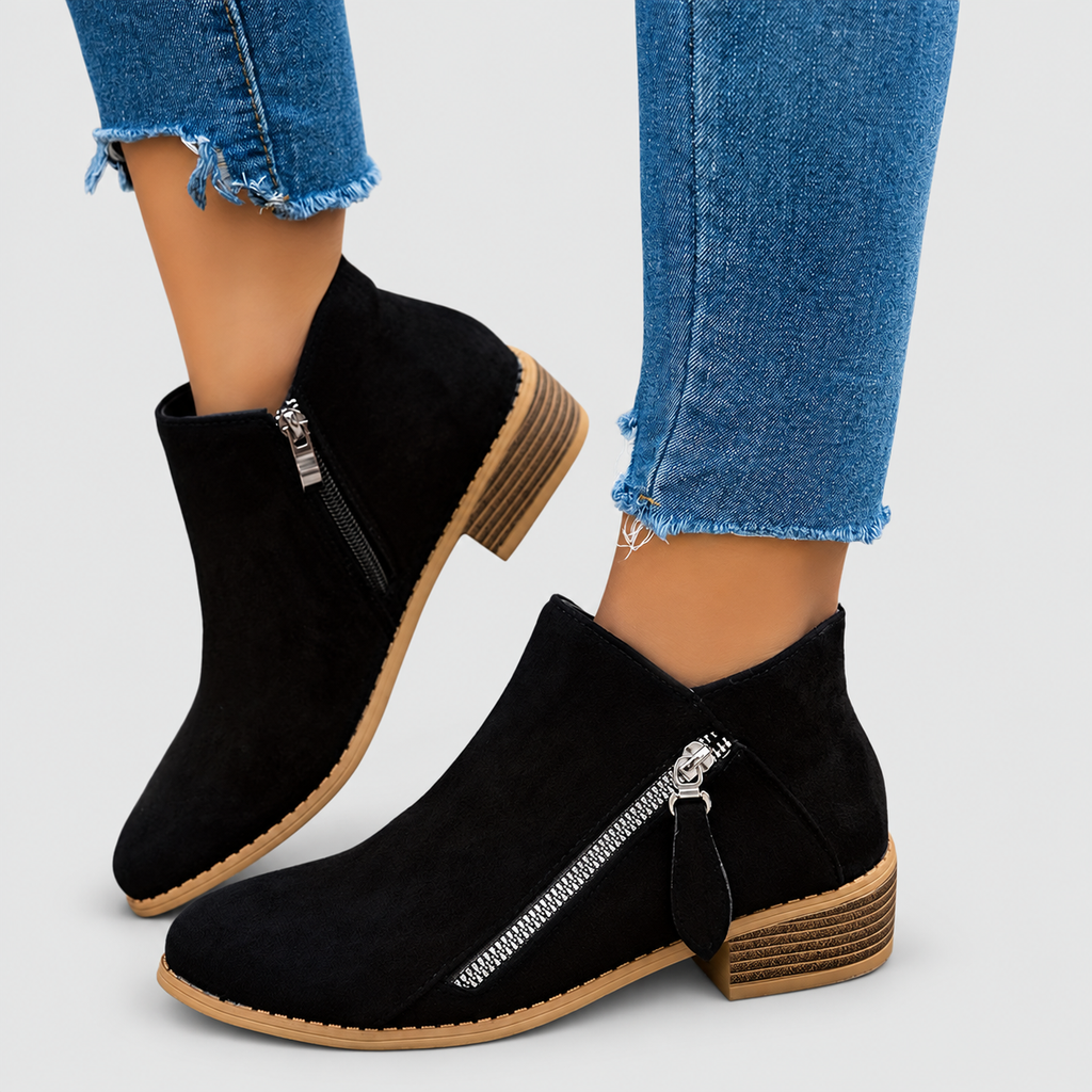Flavia | Women’s Stacked-Heel Side-Zip Ankle Boots — product detail 7