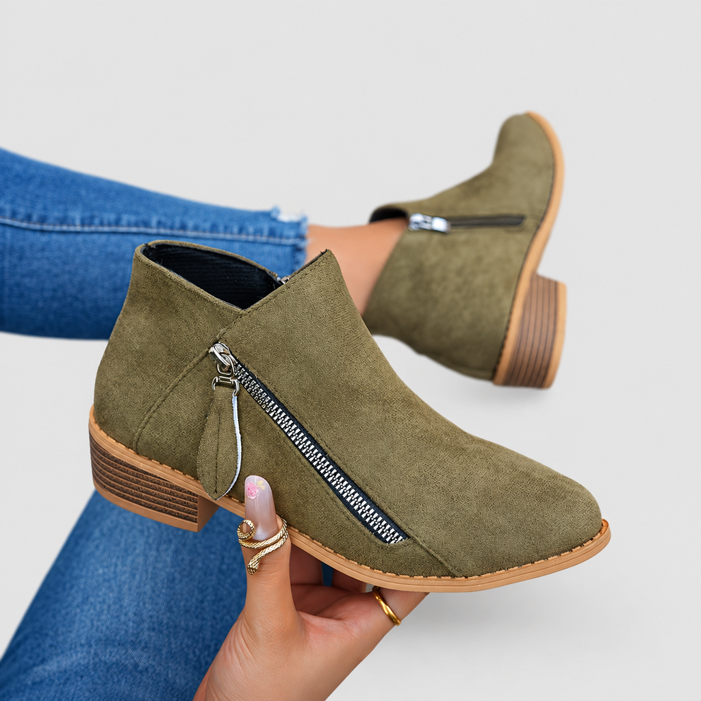 Flavia | Women’s Stacked-Heel Side-Zip Ankle Boots — product detail 12