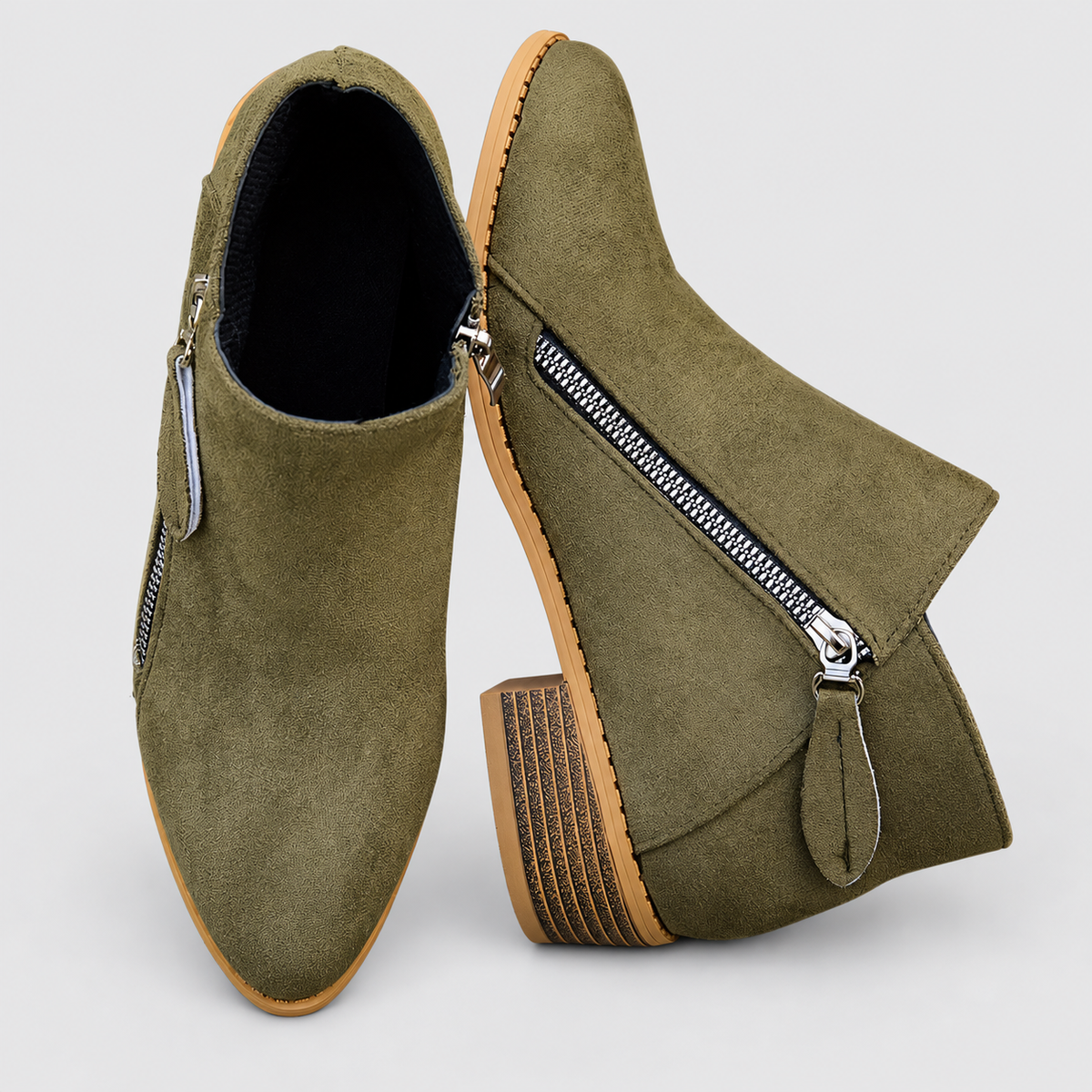 Flavia | Women’s Stacked-Heel Side-Zip Ankle Boots — product detail 14