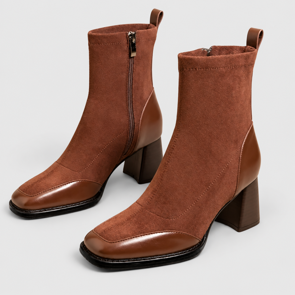 Florence | Women’s Side-Zip Block-Heel Ankle Boots — Classic Brown