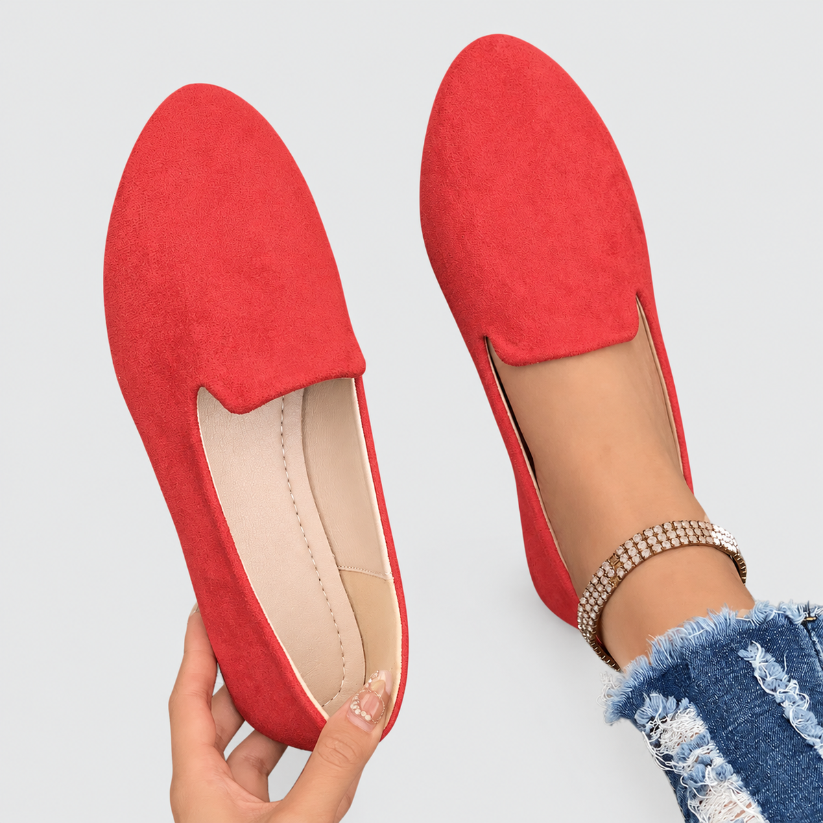 Floretta | Women’s Slip-On Flats — Red