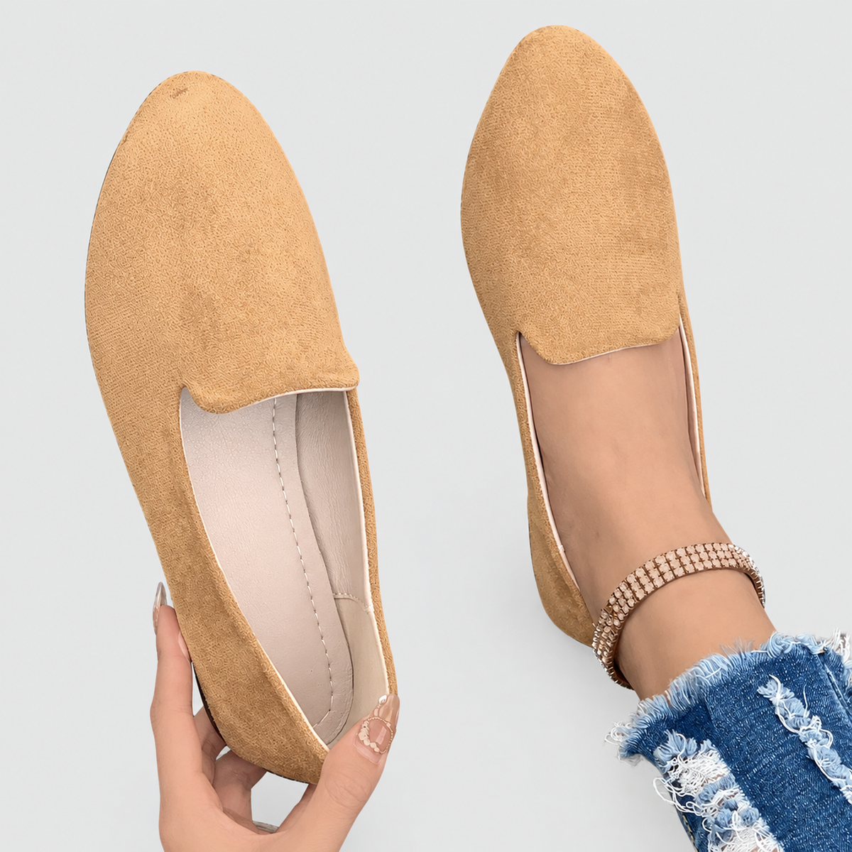 Floretta | Women’s Slip-On Flats — Khaki