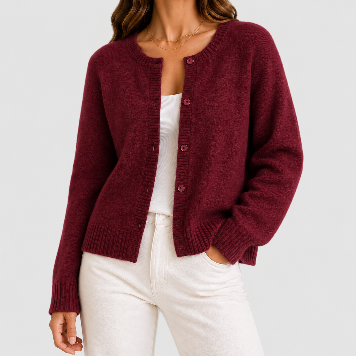 Floriana | Women’s Cropped Knit Button-Front Cardigan — Red Carpet