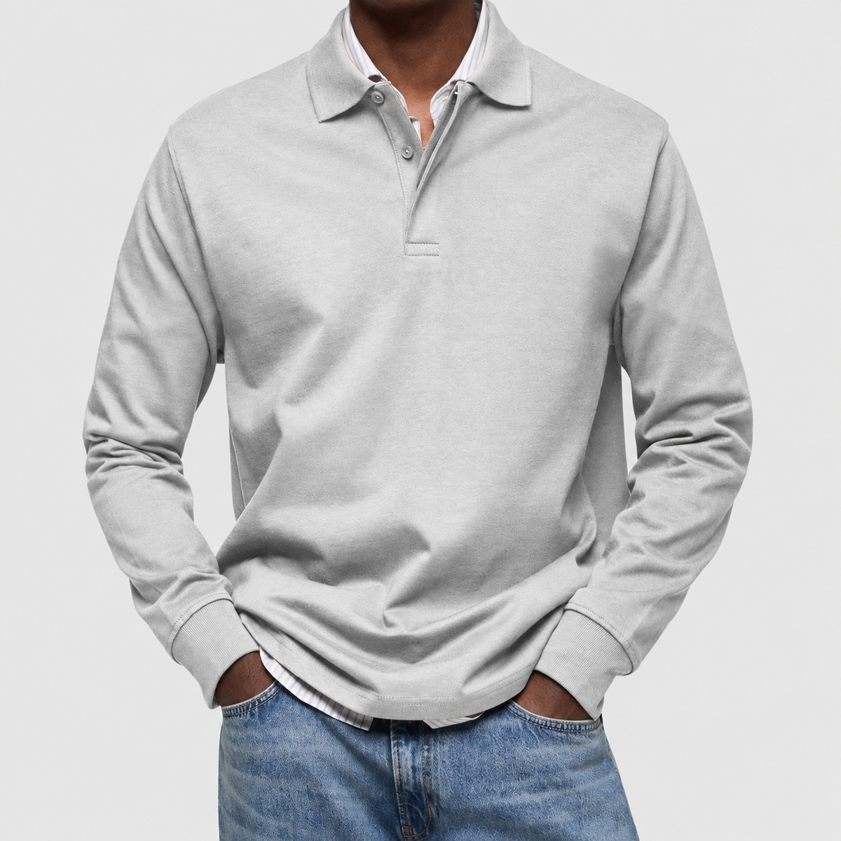 Frederick-James | Men’s Long-Sleeve Polo Shirt — White