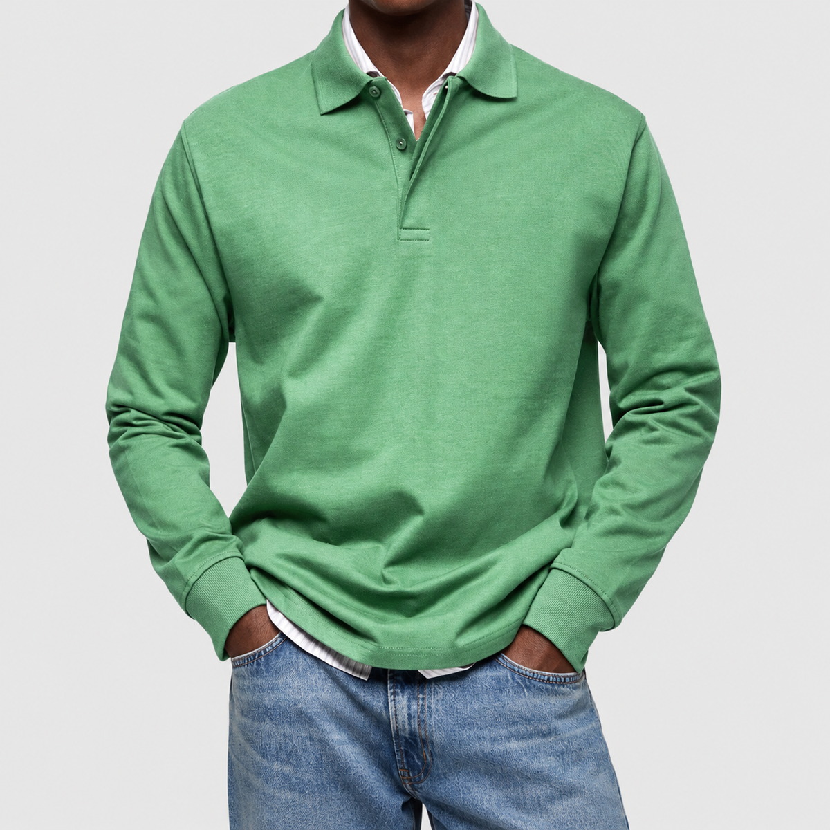 Frederick-James | Men’s Long-Sleeve Polo Shirt — Green