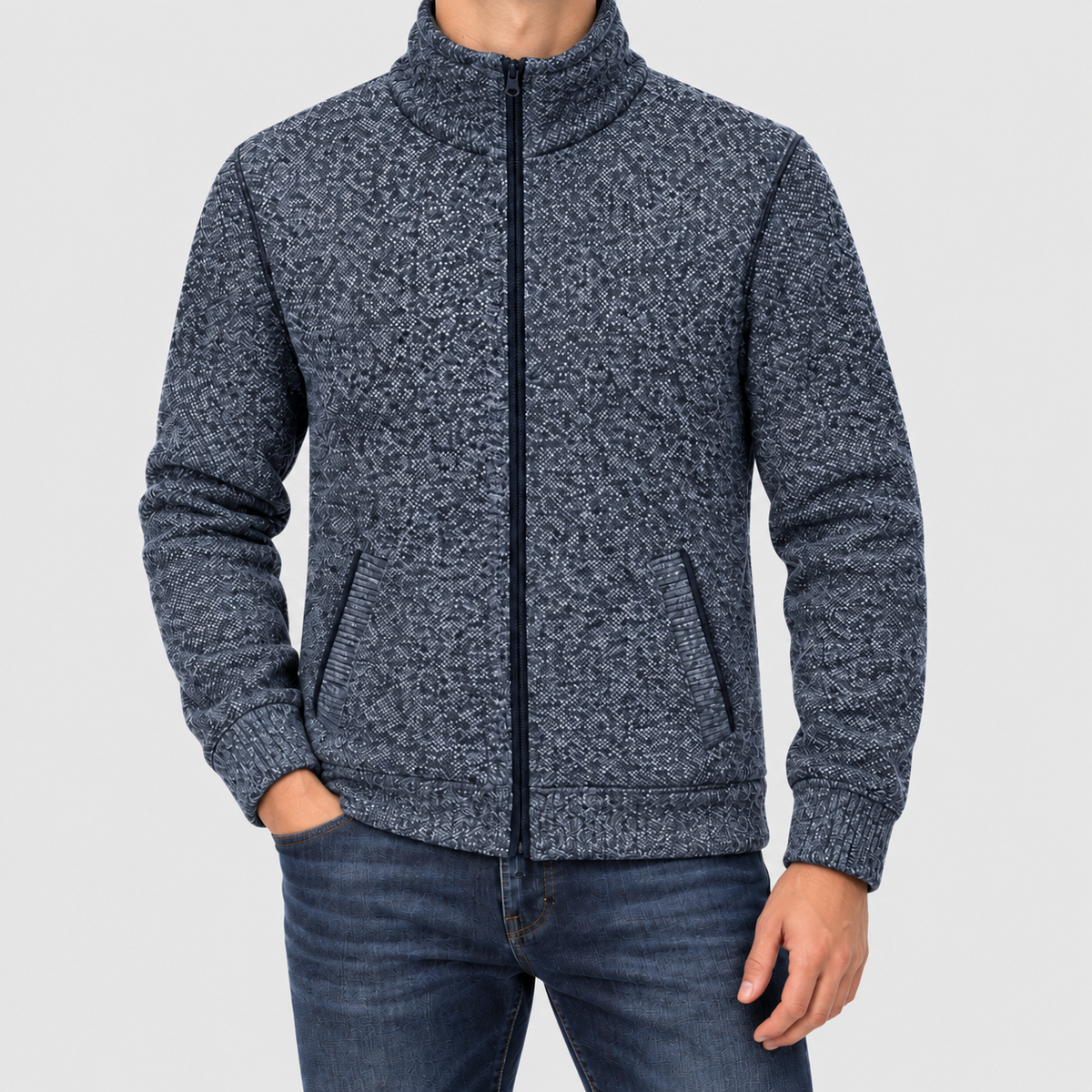 Owen | Men’s Full-Zip Lined Cardigan — Blue