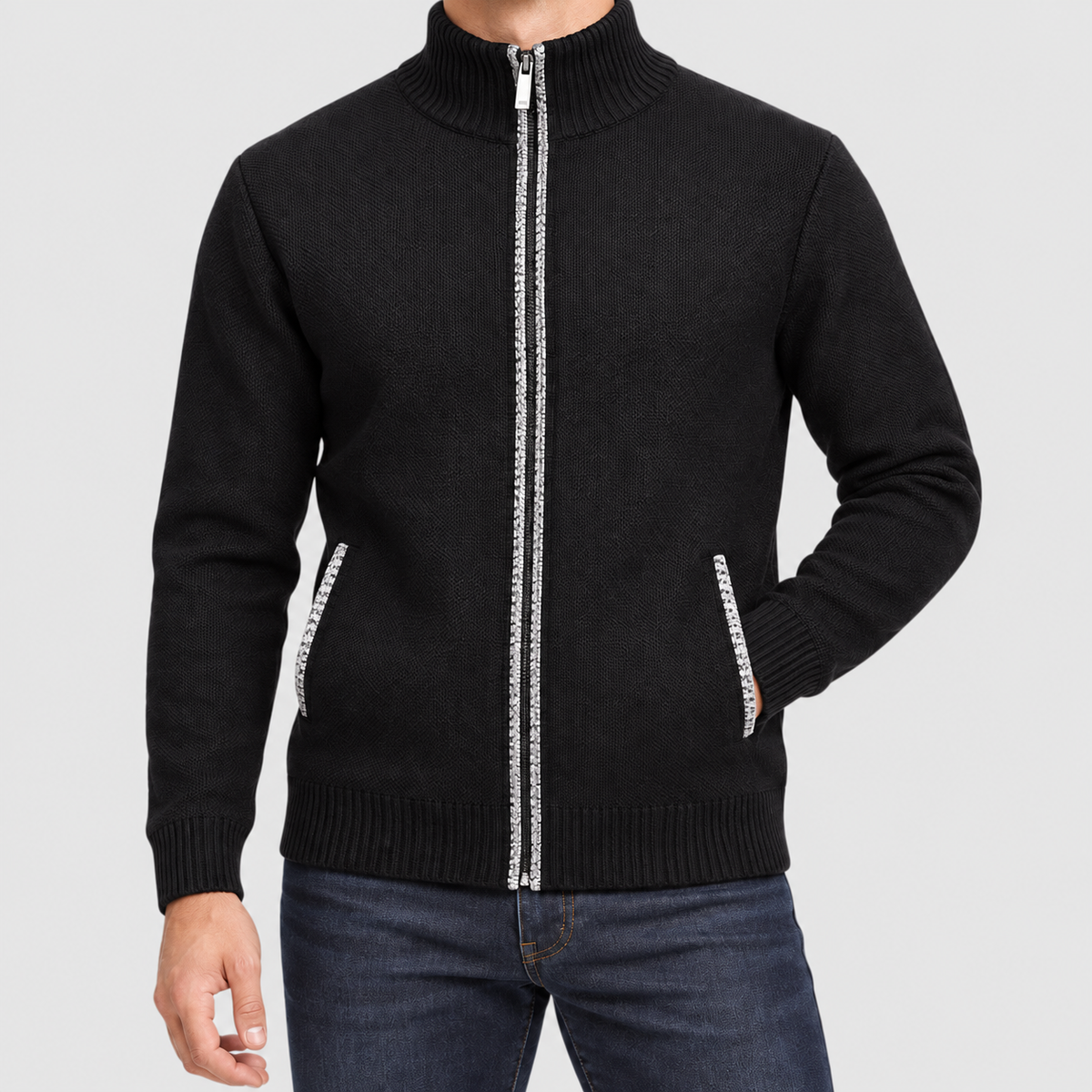 Owen | Men’s Full-Zip Lined Cardigan — Black