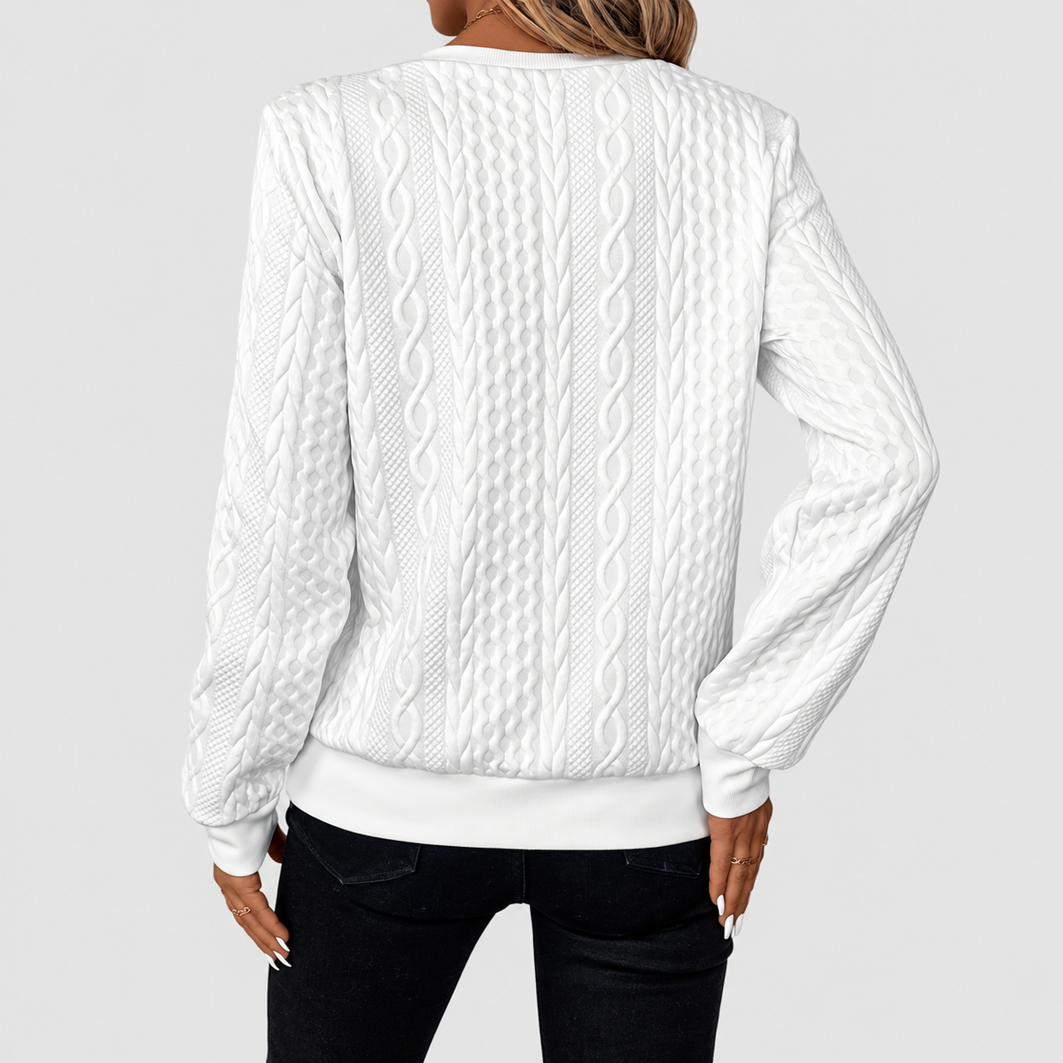 Gabriella-Claire | Women’s Textured Quarter-Zip Knit Sweater — product detail 2