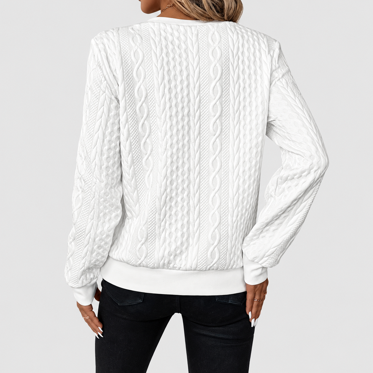 Gabriella-Claire | Women’s Textured Quarter-Zip Knit Sweater — product detail 6