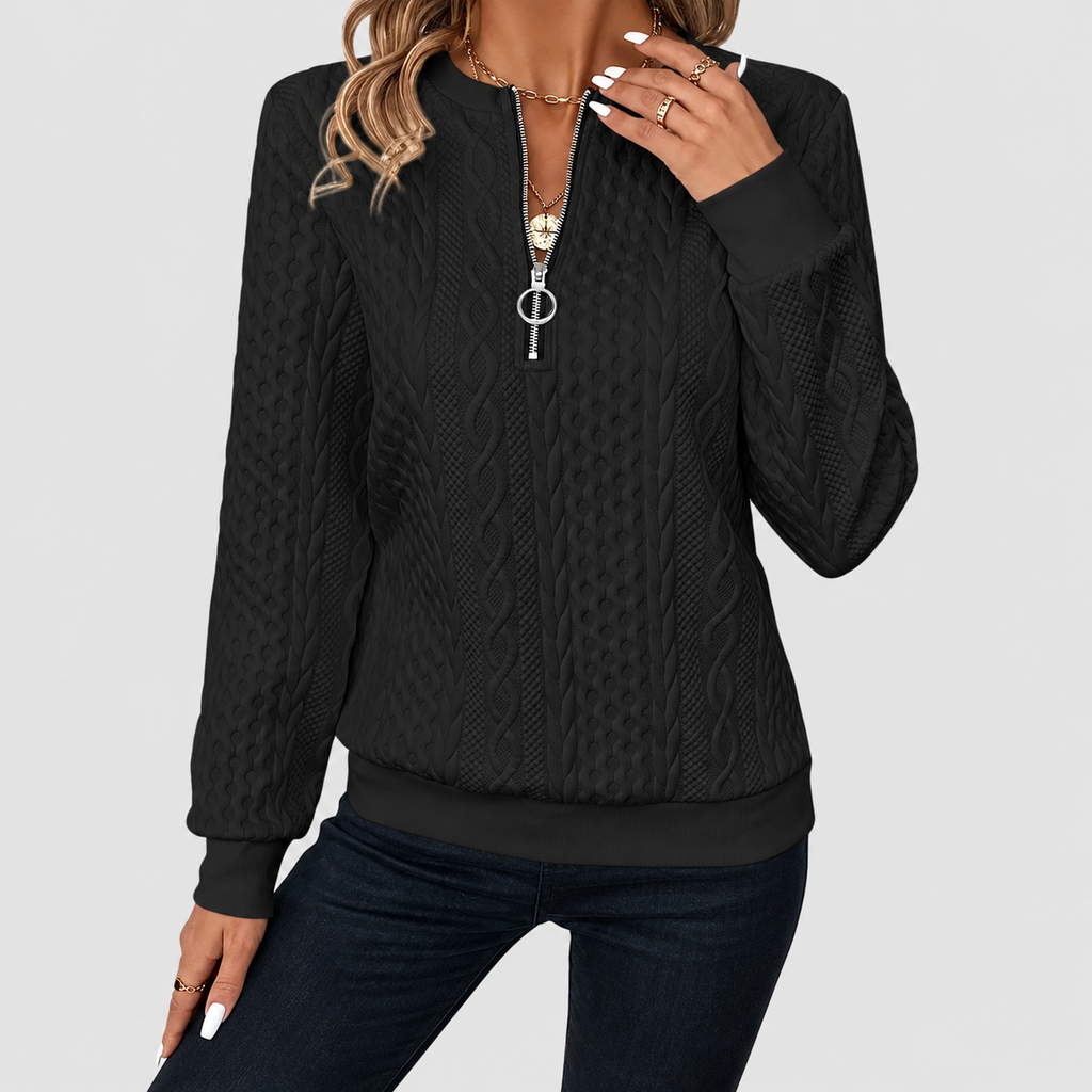 Gabriella-Claire | Women’s Textured Quarter-Zip Knit Sweater — product detail 9