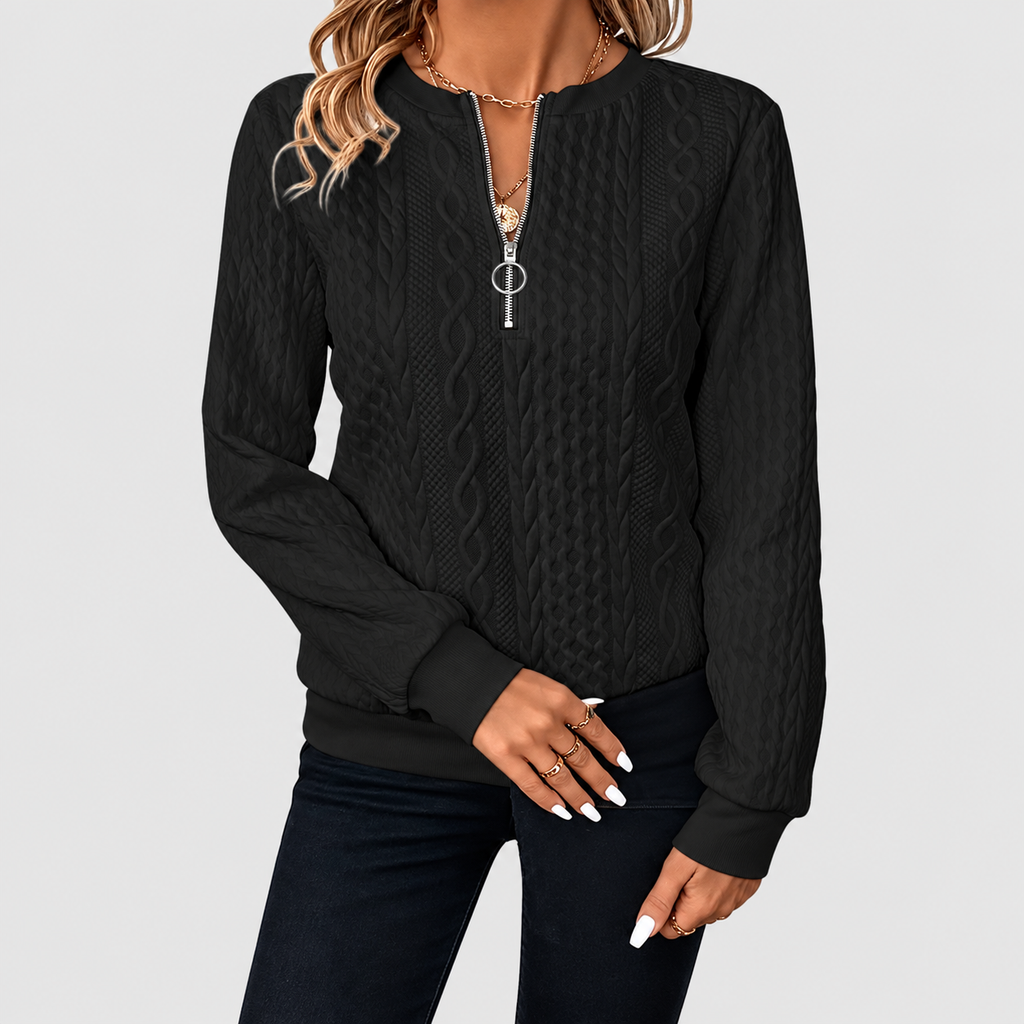 Gabriella-Claire | Women’s Textured Quarter-Zip Knit Sweater — product detail 11