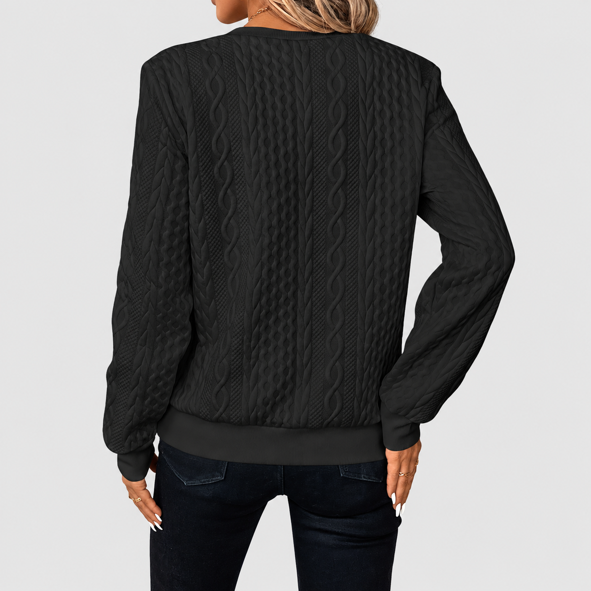 Gabriella-Claire | Women’s Textured Quarter-Zip Knit Sweater — product detail 12