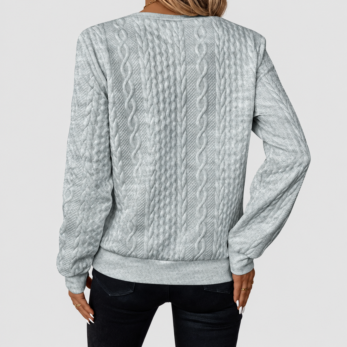 Gabriella-Claire | Women’s Textured Quarter-Zip Knit Sweater — product detail 16
