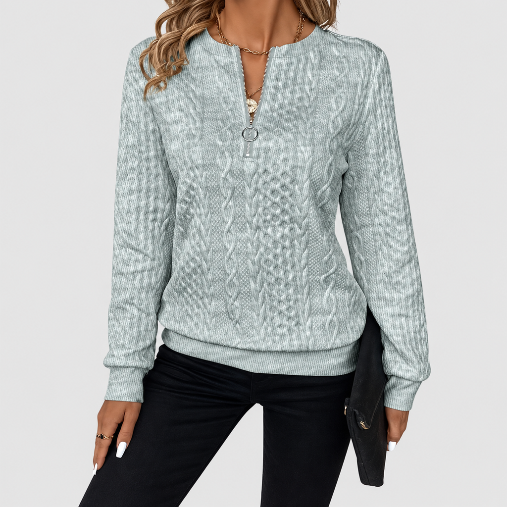 Gabriella-Claire | Women’s Textured Quarter-Zip Knit Sweater — product detail 17