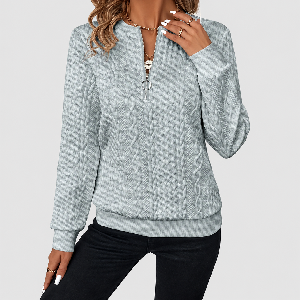 Gabriella-Claire | Women’s Textured Quarter-Zip Knit Sweater — product detail 18