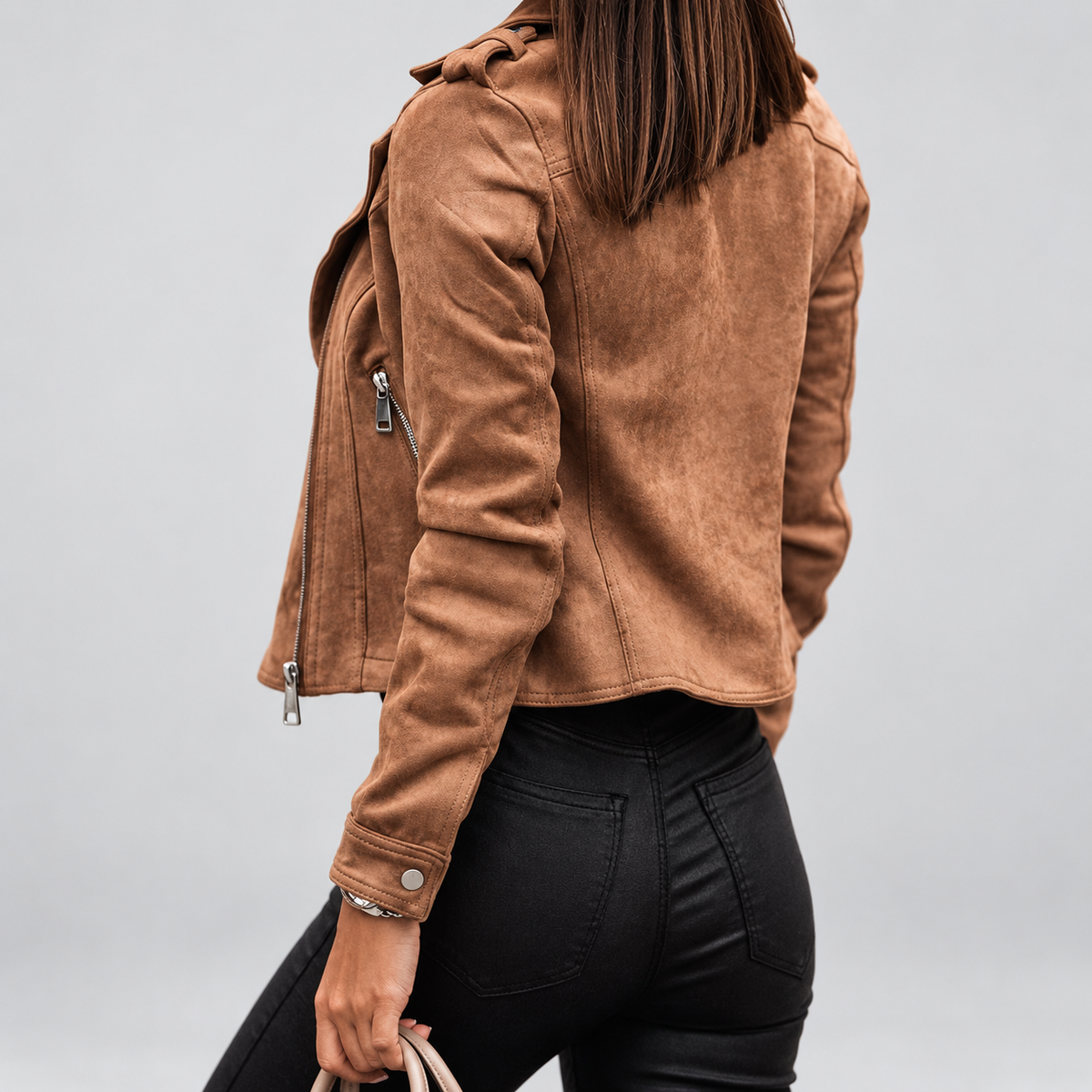 Gabriella | Women’s Suede-Look Moto Jacket — product detail 6