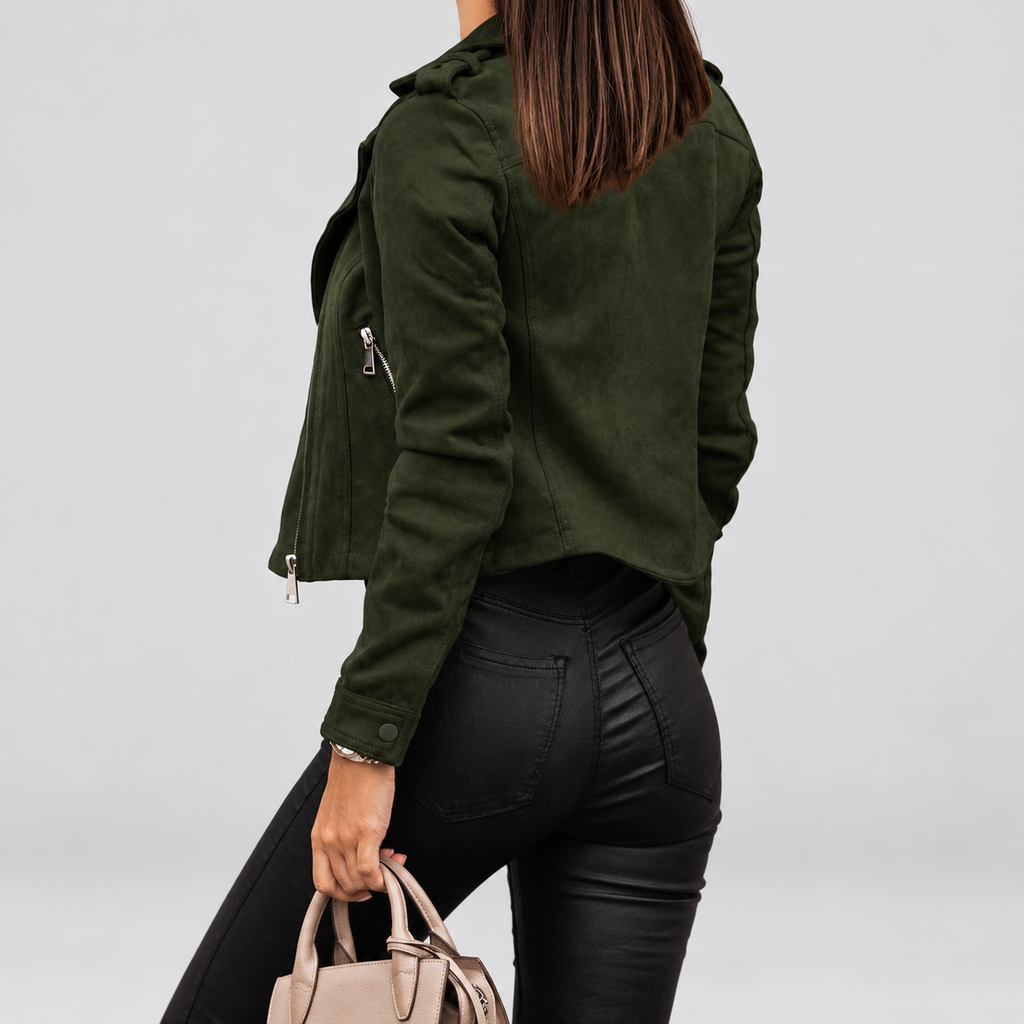 Gabriella | Women’s Suede-Look Moto Jacket — product detail 12