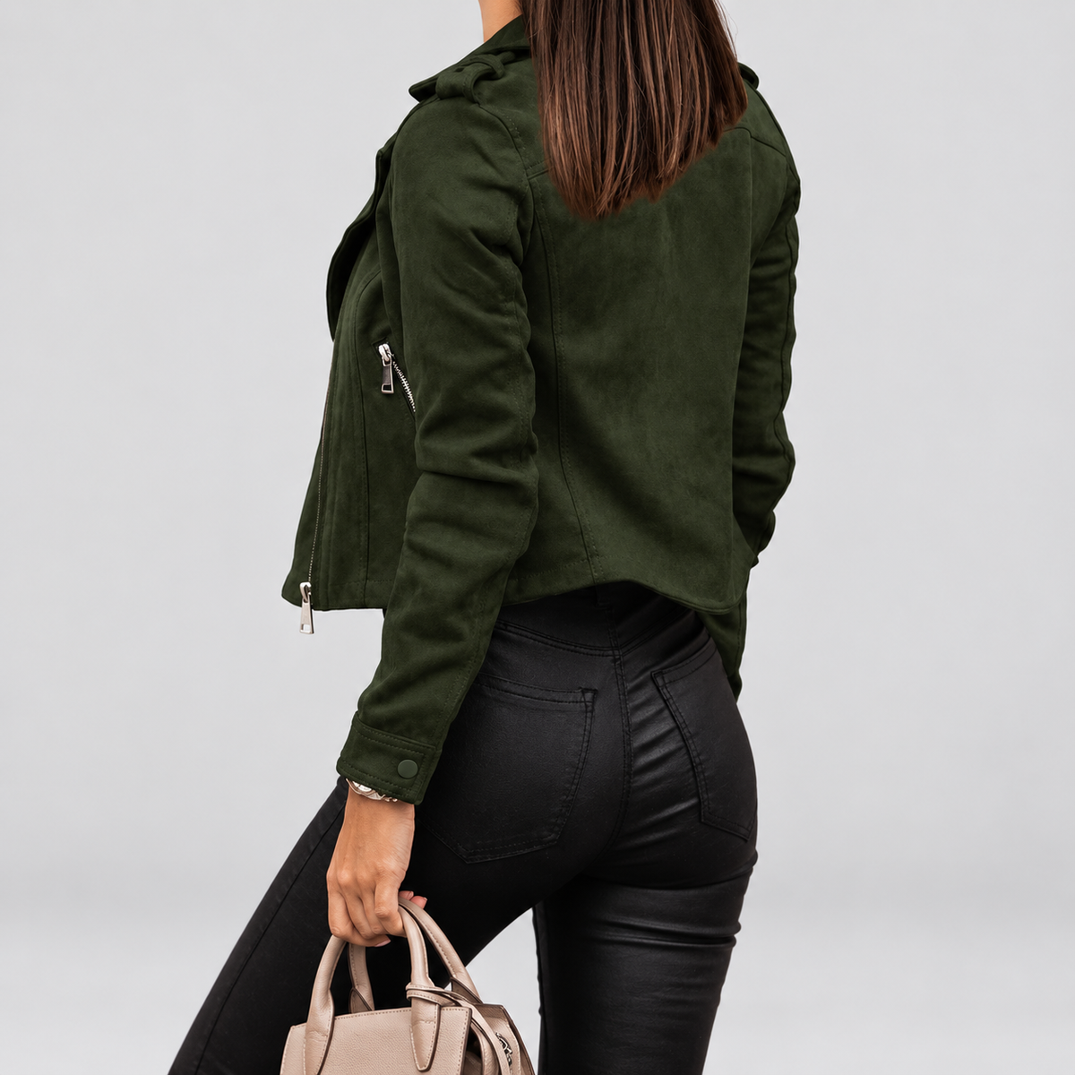 Gabriella | Women’s Suede-Look Moto Jacket — product detail 12