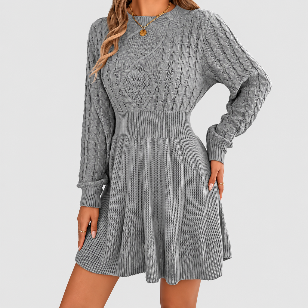 Gemma | Women’s Cable-Knit Fit-and-Flare Sweater Dress — product detail 2