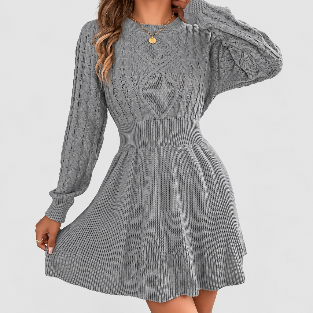 Gemma | Women’s Cable-Knit Fit-and-Flare Sweater Dress — product detail 4