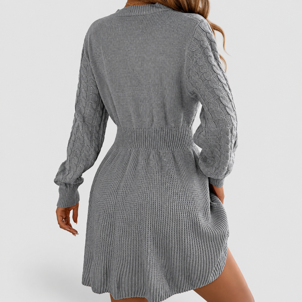 Gemma | Women’s Cable-Knit Fit-and-Flare Sweater Dress — product detail 6