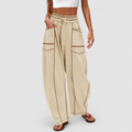Georgiana | Women’s Wide-Leg Drawstring Pants — White