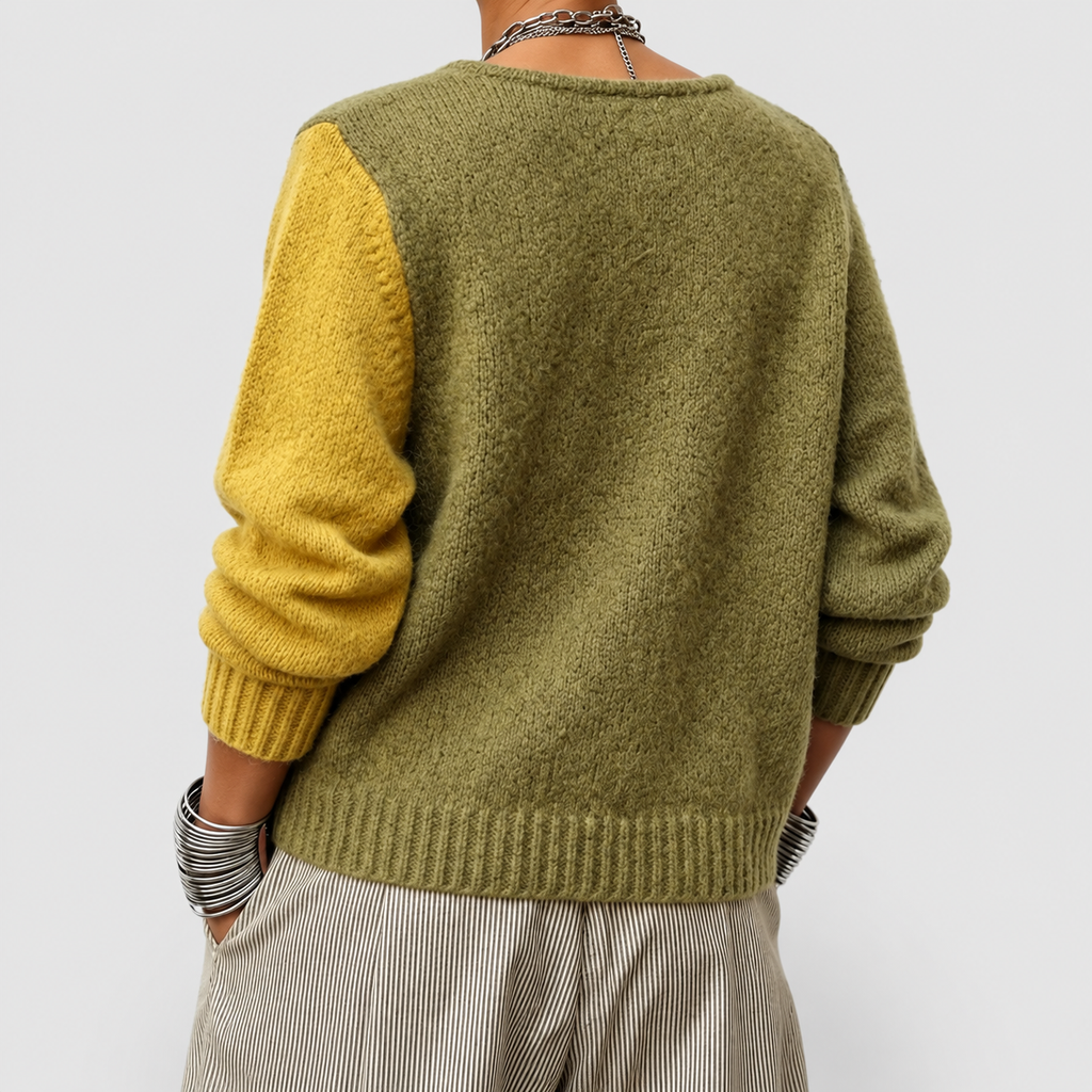 Ginevra-May | Women’s Colour-Block Asymmetric Button Cardigan — product detail 3