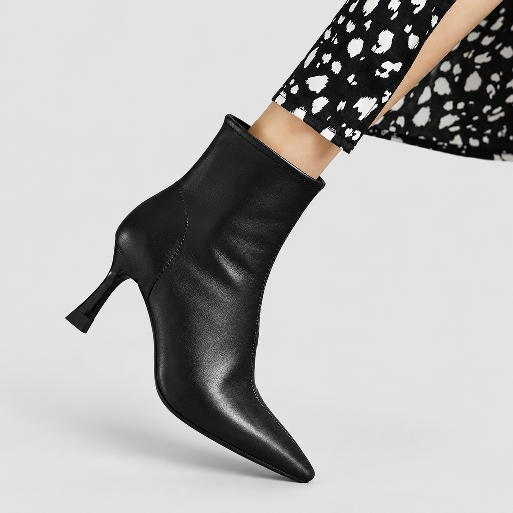Giselle | Women’s Pointed-Toe Heeled Ankle Boots — Black