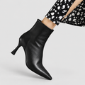 Giselle | Women’s Pointed-Toe Heeled Ankle Boots — Black