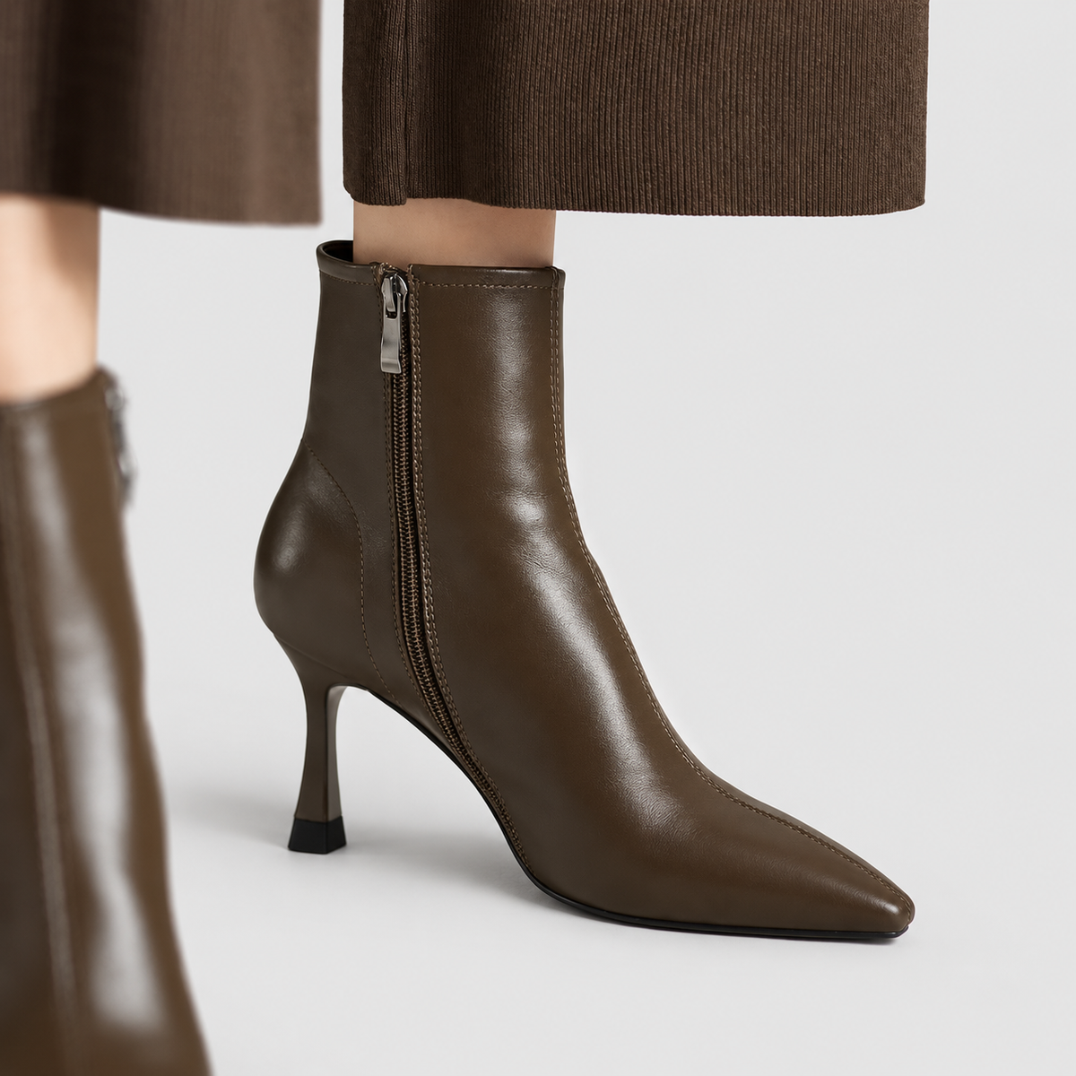 Giselle | Women’s Pointed-Toe Heeled Ankle Boots — Brown